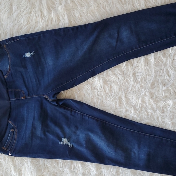 Blue Savvy Women’s Maternity Dark Blue Distressed Denim Pants Size Large - Picture 4 of 11